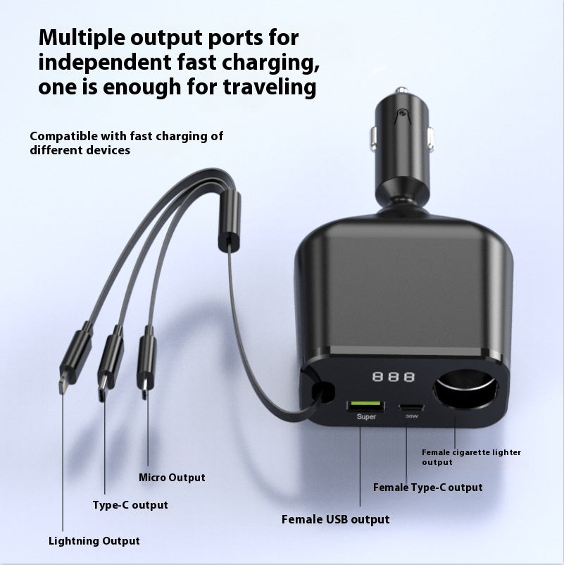 Starry Sky Car Charger 120W Mobile Phone Flexible Wire Car Usb Cigarette Lighter EZeeget online shop