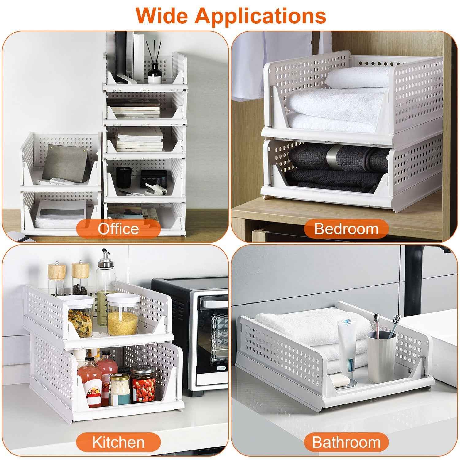 4 Packs Plastic Storage Box With Slide Rail Stackable For Living Room Bedroom Wardrobe Fedex Shipping - EZEEGET