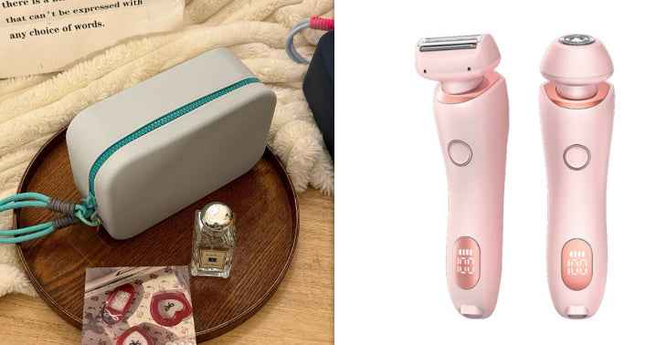2 In 1 Hair Removal Epilator USB Rechargeable Trimmer Women Body Razor Face Leg Armpit Bikini Hand Pubic Shaver Hair Remover - EZEEGET