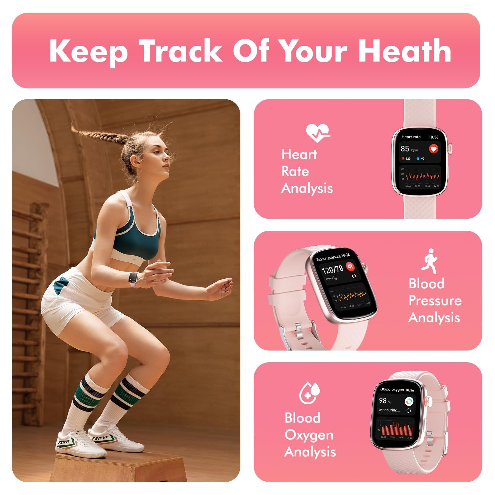 Smart Watch Bluetooth Call &1.95 HD Screen -Heart Rate SpO2 Sleep Monitor, 3ATM Waterproof Fitness Tracker For IoS Android EZeeget online shop