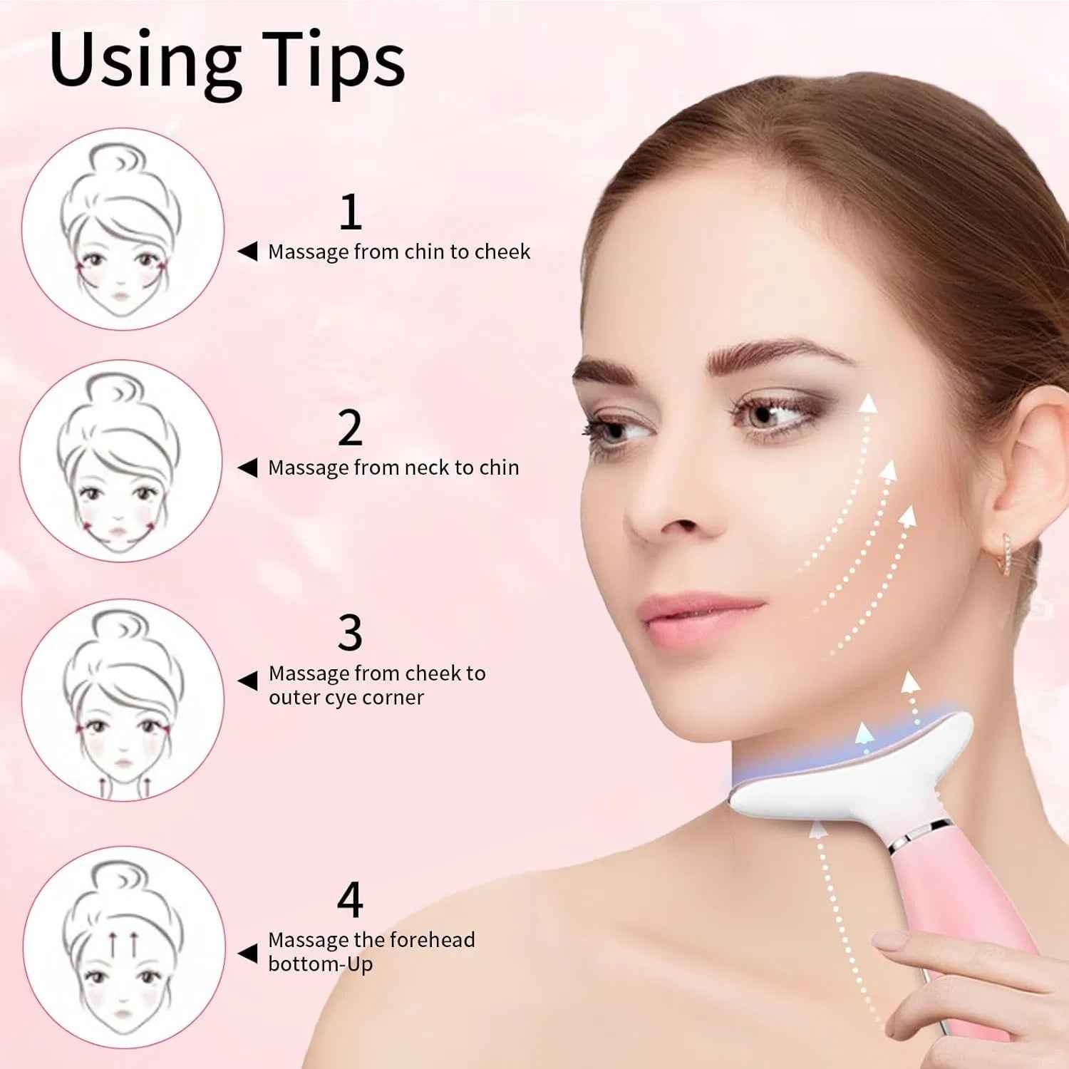 Neck Face Massager, Skin Care Face Massage Tool, 3-in-1 Facial Massager, Face Sculpting Tool With Thermals, Vibration - EZEEGET