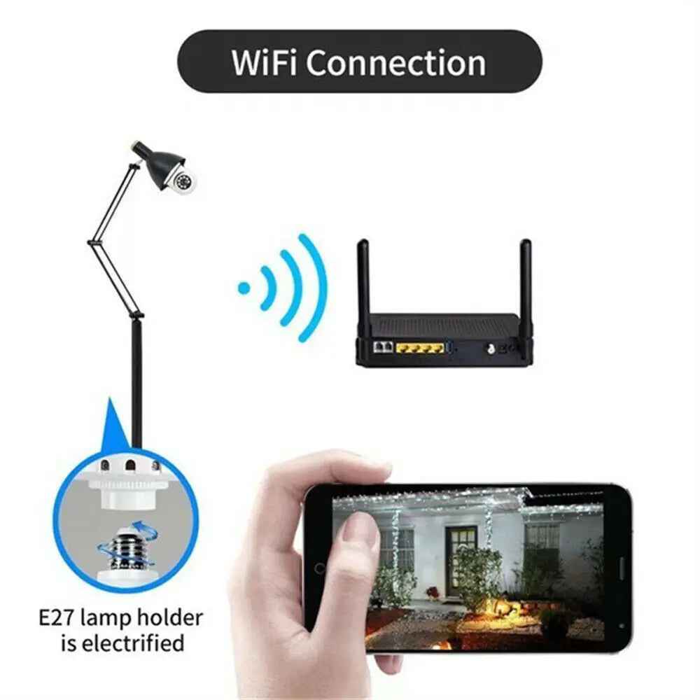 E27 Light Bulb Camera - 1080P HD Wireless Wifi Smart Home Security Solution - EZEEGET