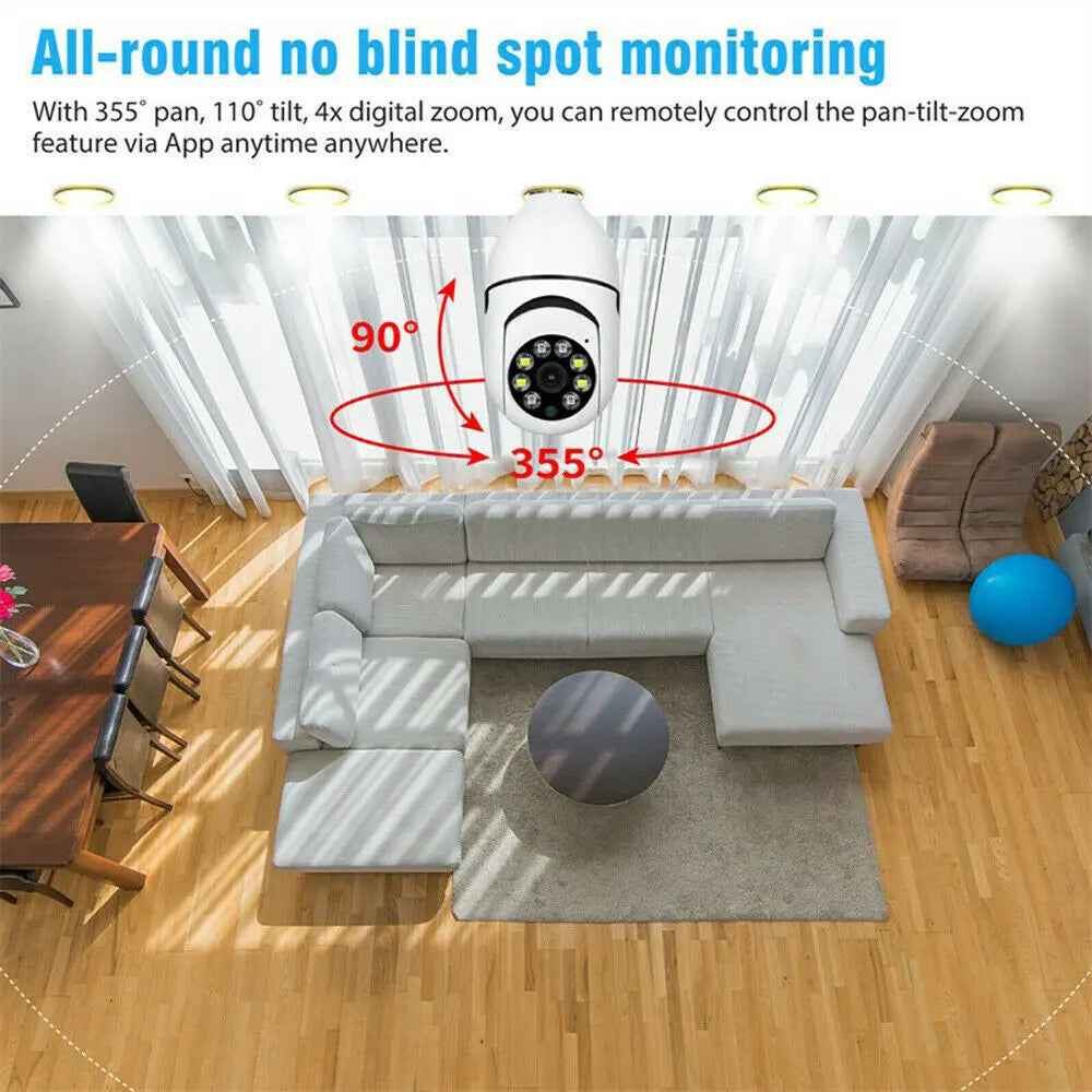 E27 Light Bulb Camera - 1080P HD Wireless Wifi Smart Home Security Solution - EZEEGET