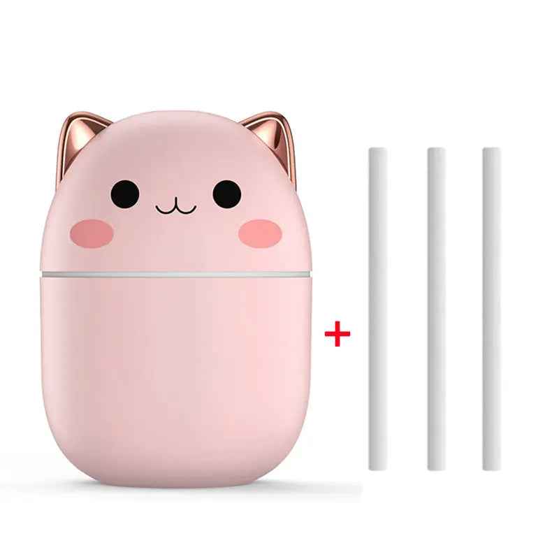 Air Humidifier Cute Cat - Ultra-Silent USB Aromatherapy Purifier for Office, Household, Bedroom, and Car with LED Cool Mist Spray - EZEEGET