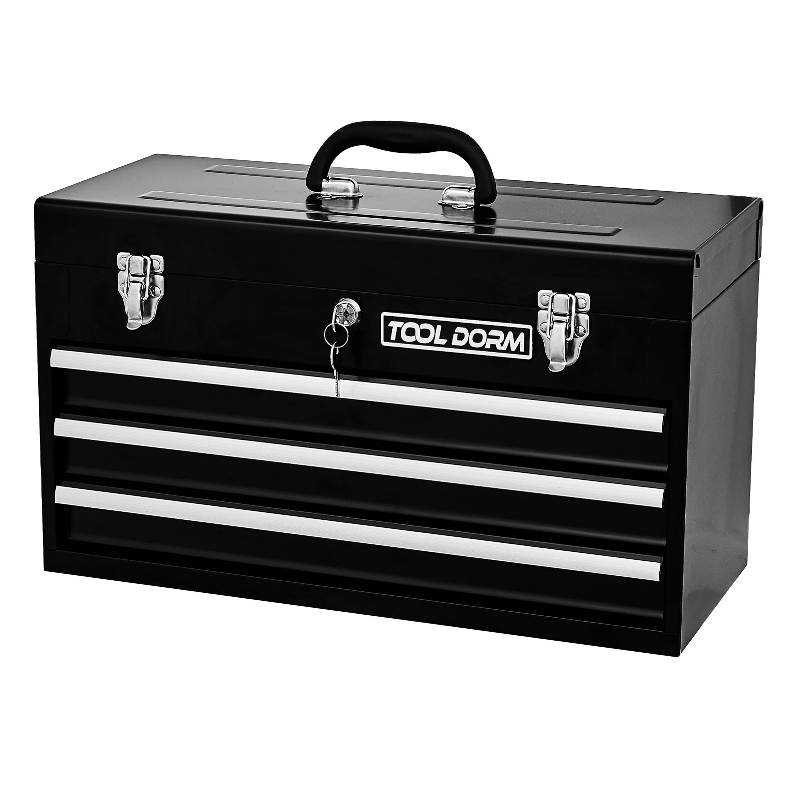 20.3inch Metal Tool Box With 2-4 Drawers Portable Steel Tool Chest With Metal Cylinder Lock And Latch Closure, Black And Red Two Color Powder Coating, Suitable For Garage, Warehouse EZeeget online shop