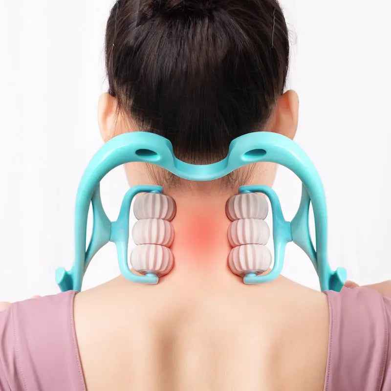 Multifunctional Manual Six-Wheel Neck Massage Roller for Effective Muscle Relief - EZEEGET