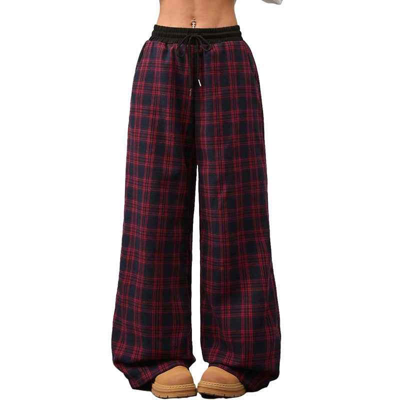 Retro Plaid Loose Casual Pants Fashion Sports Straight Pants - EZEEGET