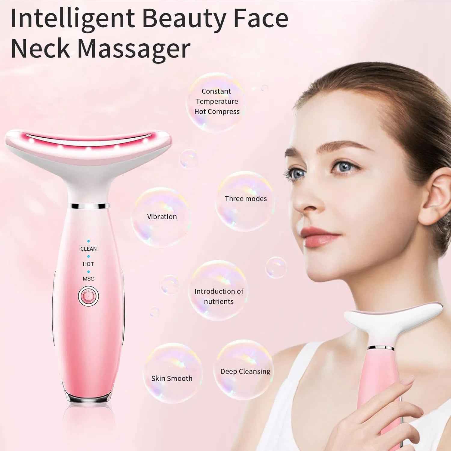 Neck Face Massager, Skin Care Face Massage Tool, 3-in-1 Facial Massager, Face Sculpting Tool With Thermals, Vibration - EZEEGET