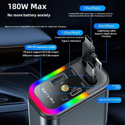 Starry Sky Car Charger 120W Mobile Phone Flexible Wire Car Usb Cigarette Lighter EZeeget online shop