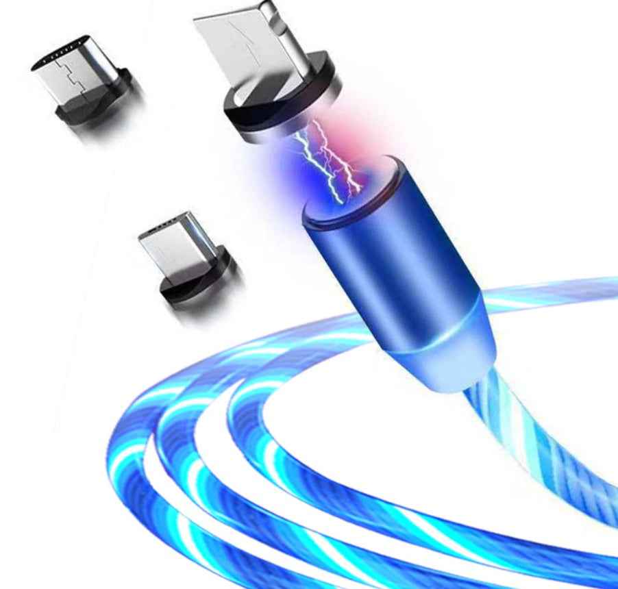 Compatible with Apple, Flowing Ligh Magnetic Streamer Data Line Cable for Iphone Android Typec - EZEEGET