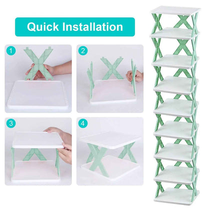 1Pc 9Tier Narrow Entryway Shoe Rack - Plastic Vertical Shoe Organizer for Space Saving Free Standing Shoes Storage in Closet or Hallway - EZEEGET