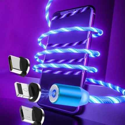 Compatible with Apple, Flowing Ligh Magnetic Streamer Data Line Cable for Iphone Android Typec - EZEEGET