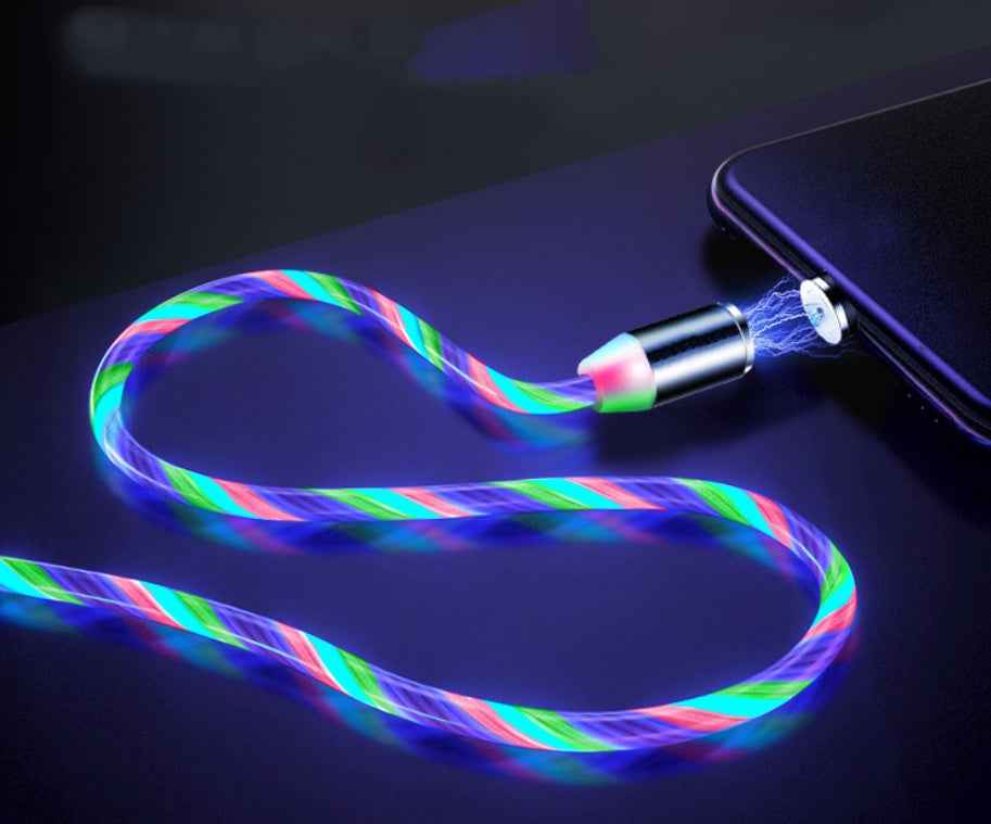 Compatible with Apple, Flowing Ligh Magnetic Streamer Data Line Cable for Iphone Android Typec - EZEEGET