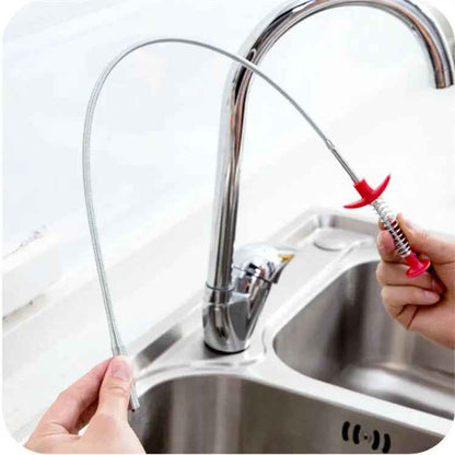 60CM Sewer Dredger Tool - Spring Pipe Dredging Tool for Household Hair Cleaning and Drain Clog Removal in Kitchen Sink - EZEEGET