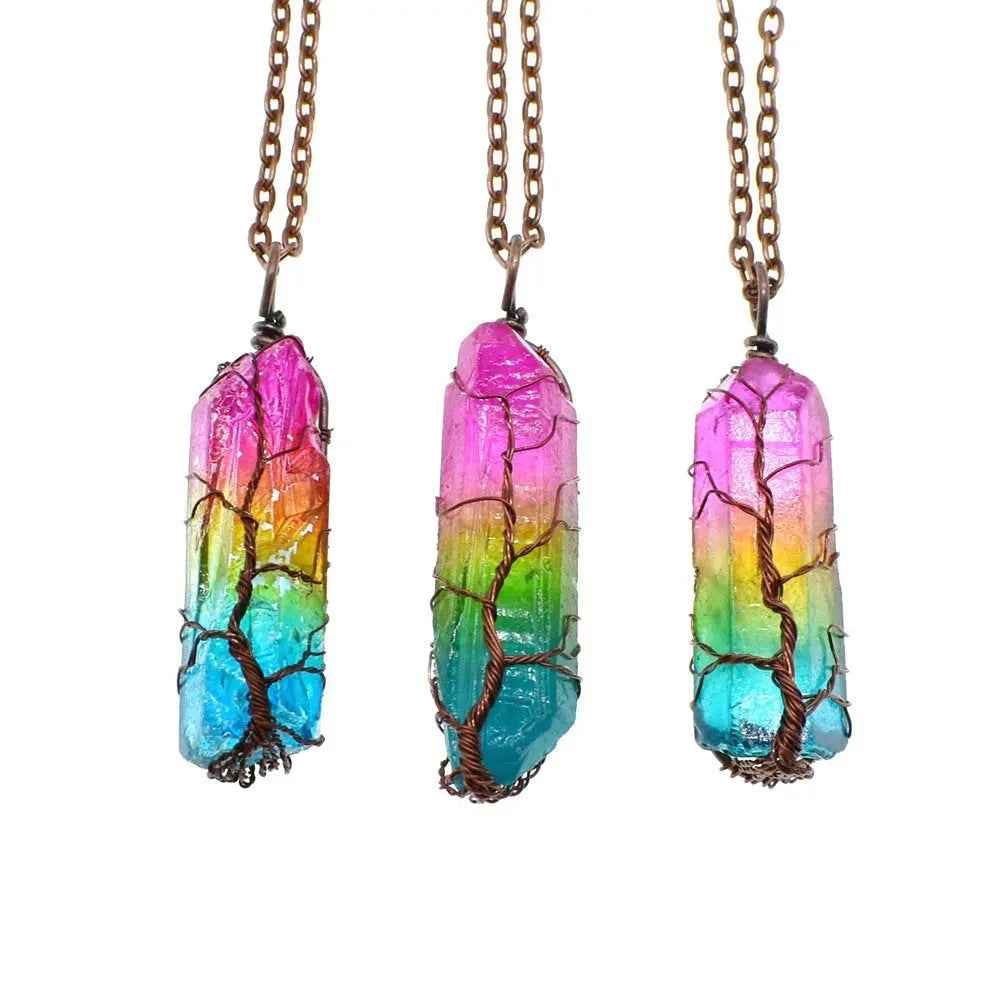 Hot Selling Stone Crystal Pendant Tree Of Life Necklace Fashion - EZEEGET