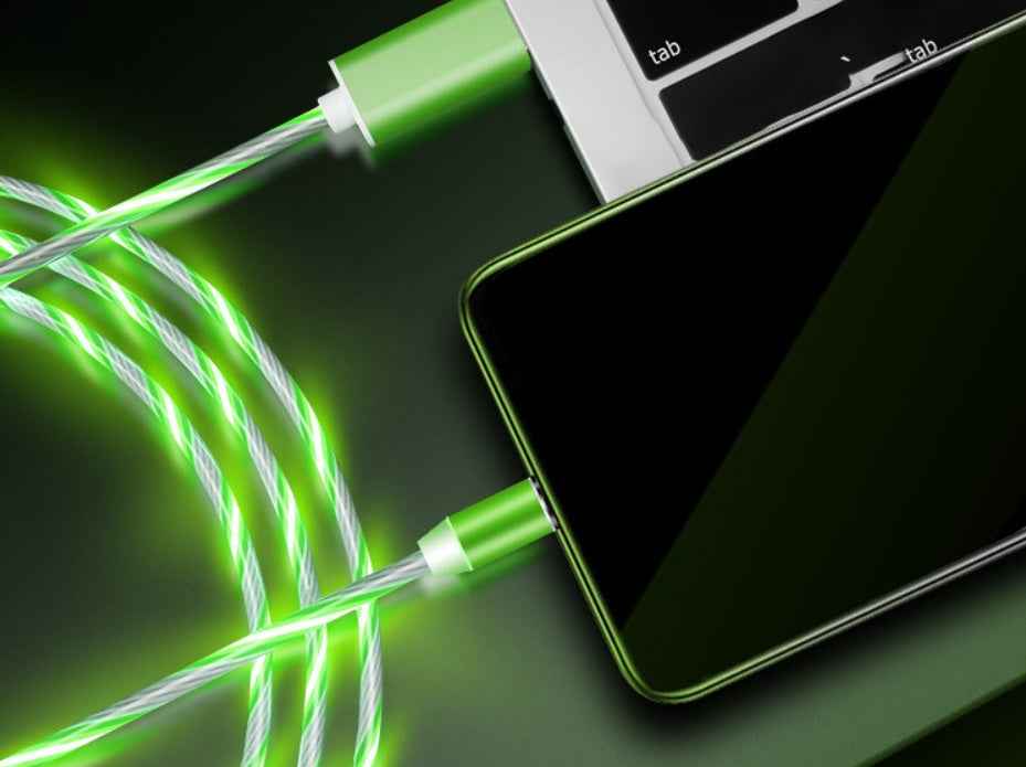 Compatible with Apple, Flowing Ligh Magnetic Streamer Data Line Cable for Iphone Android Typec - EZEEGET