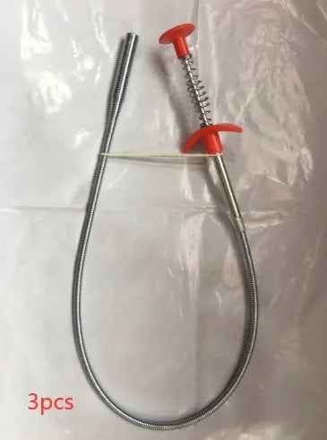 60CM Sewer Dredger Tool - Spring Pipe Dredging Tool for Household Hair Cleaning and Drain Clog Removal in Kitchen Sink - EZEEGET