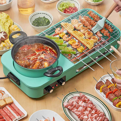 1Pc 3 In 1 Electric Hot Pot With Grill 1600W Smokeless Non-Stick Korean BBQ Grill Shabu Shabu Hot Pot Combo With Independent Temperature Control For 3-5 People Fedex Shipping - EZEEGET