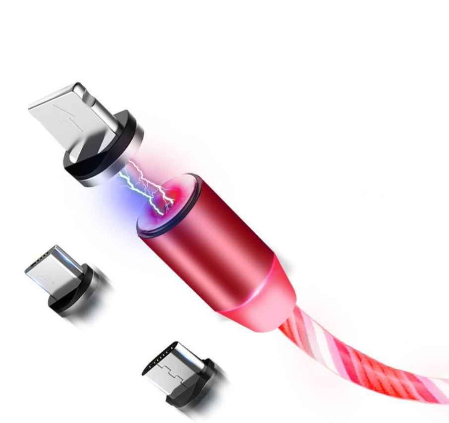 Compatible with Apple, Flowing Ligh Magnetic Streamer Data Line Cable for Iphone Android Typec - EZEEGET