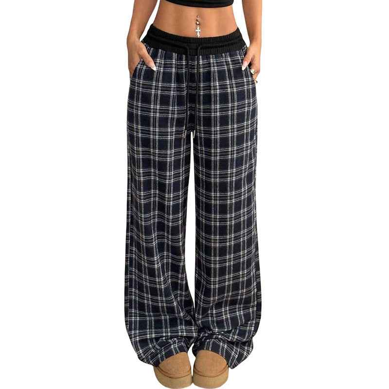 Retro Plaid Loose Casual Pants Fashion Sports Straight Pants - EZEEGET