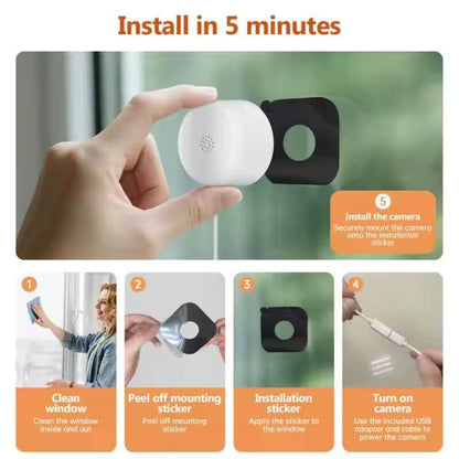 Step-by-step installation guide for WESECUU Smart W911 camera, showing easy mounting process.