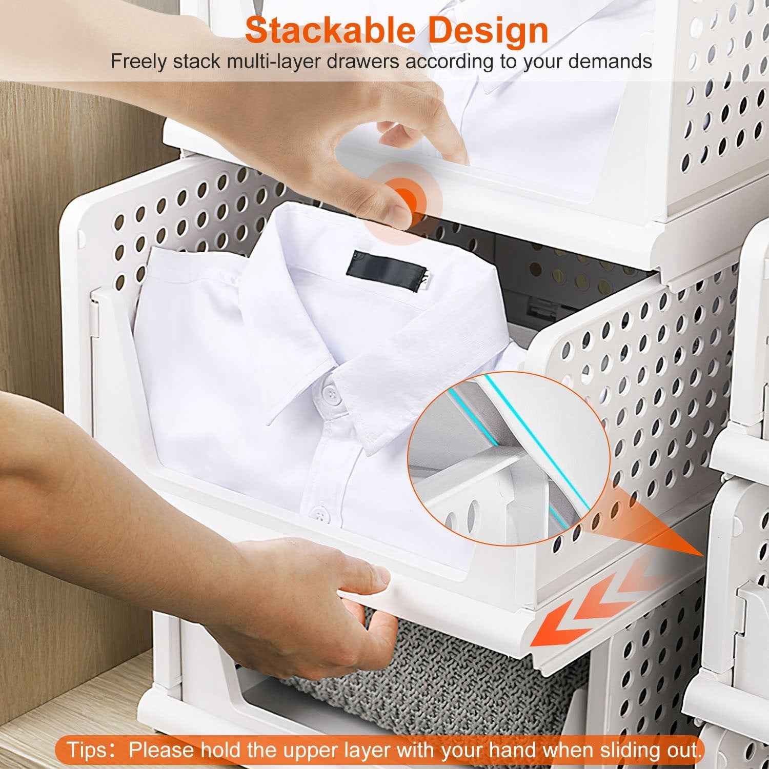 4 Packs Plastic Storage Box With Slide Rail Stackable  For Living Room Bedroom Wardrobe Fedex Shipping - EZEEGET