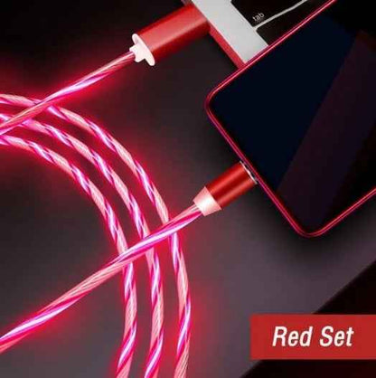 Compatible with Apple, Flowing Ligh Magnetic Streamer Data Line Cable for Iphone Android Typec - EZEEGET