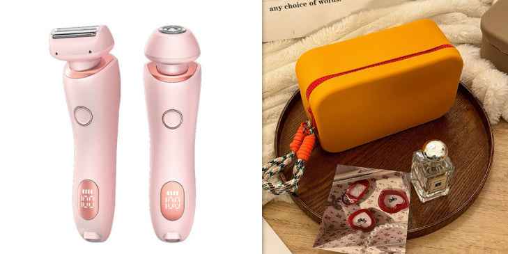 2 In 1 Hair Removal Epilator USB Rechargeable Trimmer Women Body Razor Face Leg Armpit Bikini Hand Pubic Shaver Hair Remover - EZEEGET