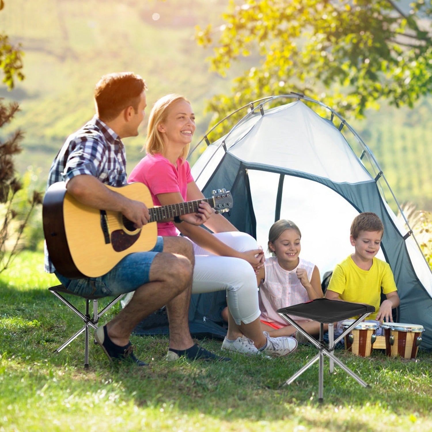 1Pc Foldable Camping Stool Retractable Portable Folding Chair Easy Setup Lightweight Backpacking Stool Carry Bag Fishing Camping Hiking BBQ EZeeget online shop