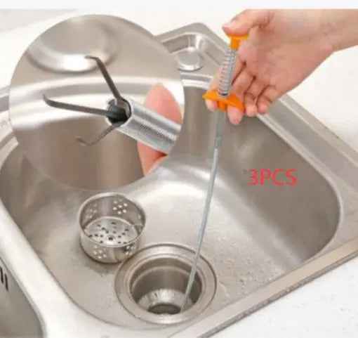 60CM Sewer Dredger Tool - Spring Pipe Dredging Tool for Household Hair Cleaning and Drain Clog Removal in Kitchen Sink - EZEEGET