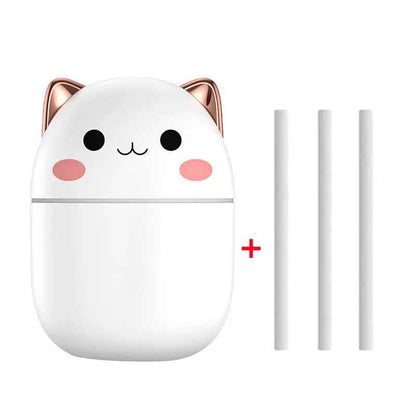 Air Humidifier Cute Cat - Ultra-Silent USB Aromatherapy Purifier for Office, Household, Bedroom, and Car with LED Cool Mist Spray - EZEEGET
