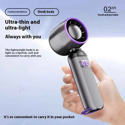 Portable Turbine Strong Digital Display Folding Mini Handheld Fan