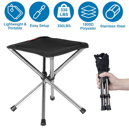 1Pc Foldable Camping Stool Retractable Portable Folding Chair Easy Setup Lightweight Backpacking Stool Carry Bag Fishing Camping Hiking BBQ EZeeget online shop