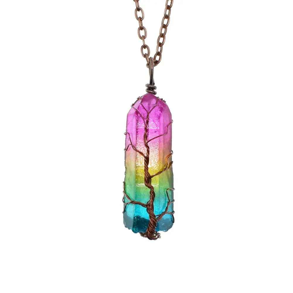 Hot Selling Stone Crystal Pendant Tree Of Life Necklace Fashion - EZEEGET