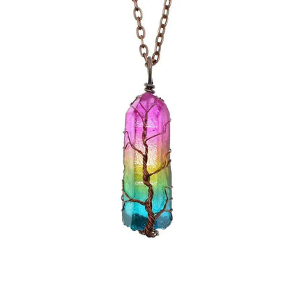 Hot Selling Stone Crystal Pendant Tree Of Life Necklace Fashion - EZEEGET