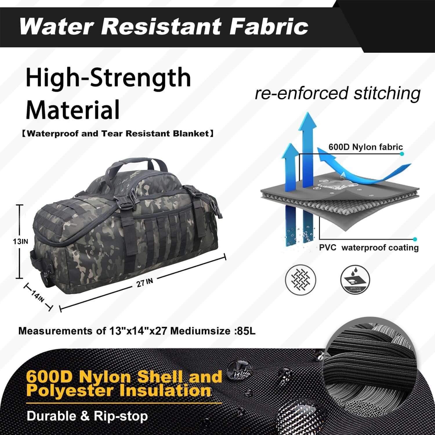 3 In 1 Military Backpack Travel Duffle Bag For Weekender Gym Traveling Workout Deployment EZeeget online shop