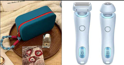 2 In 1 Hair Removal Epilator USB Rechargeable Trimmer Women Body Razor Face Leg Armpit Bikini Hand Pubic Shaver Hair Remover - EZEEGET