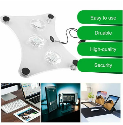 3 Fans USB Cooler Cooling Pad Stand LED Light Radiator For Laptop PC Notebook - EZeeget online shop 