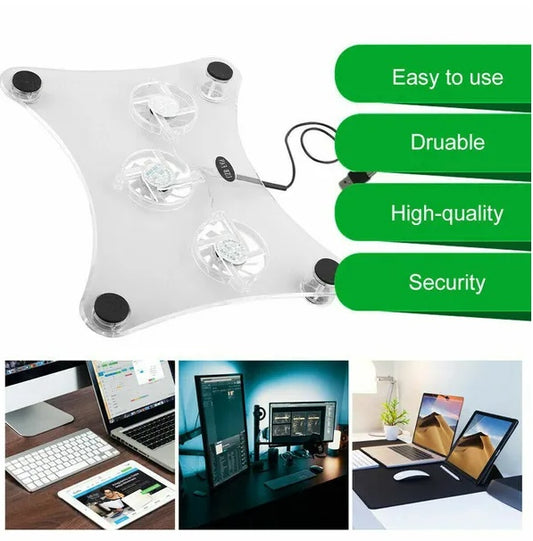 3 Fans USB Cooler Cooling Pad Stand LED Light Radiator For Laptop PC Notebook - EZeeget online shop 