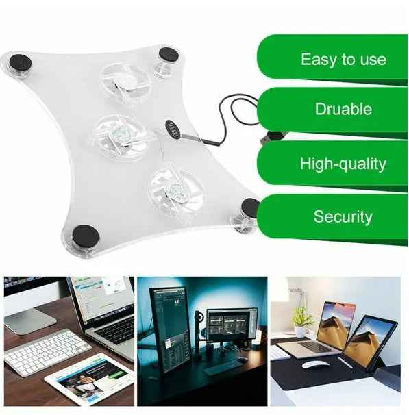 3 Fans USB Cooler Cooling Pad Stand LED Light Radiator For Laptop PC Notebook - EZEEGET
