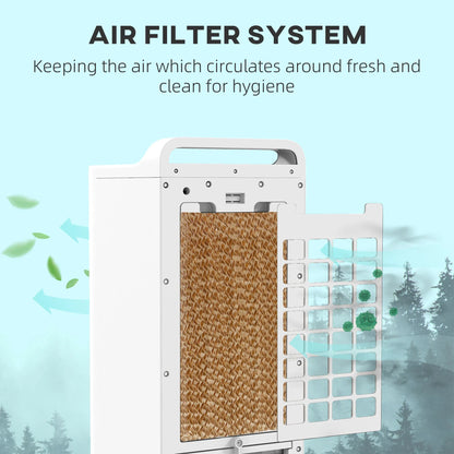 HOMCOM Evaporative Air Cooler With Ice Packs, 3-In-1 Ice Cooling Fan, Portable Swamp Cooler With Water Tank, Timer, Oscillating, Remote, For Home Office Bedroom - EZeeget online shop 