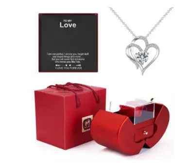 Fashion Jewelry Box Red Apple Jewelry Box with Eternal Rose - Perfect Christmas, Mother's Day, and Valentine's Day Gift for Girls - EZEEGET