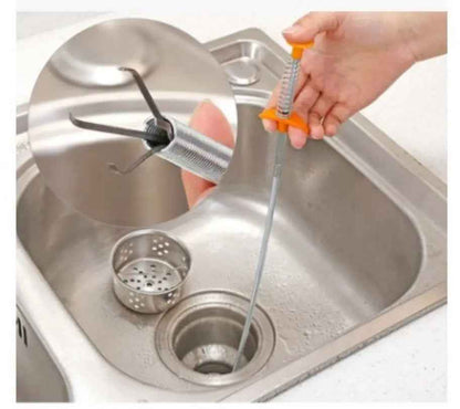 60CM Sewer Dredger Tool - Spring Pipe Dredging Tool for Household Hair Cleaning and Drain Clog Removal in Kitchen Sink - EZEEGET