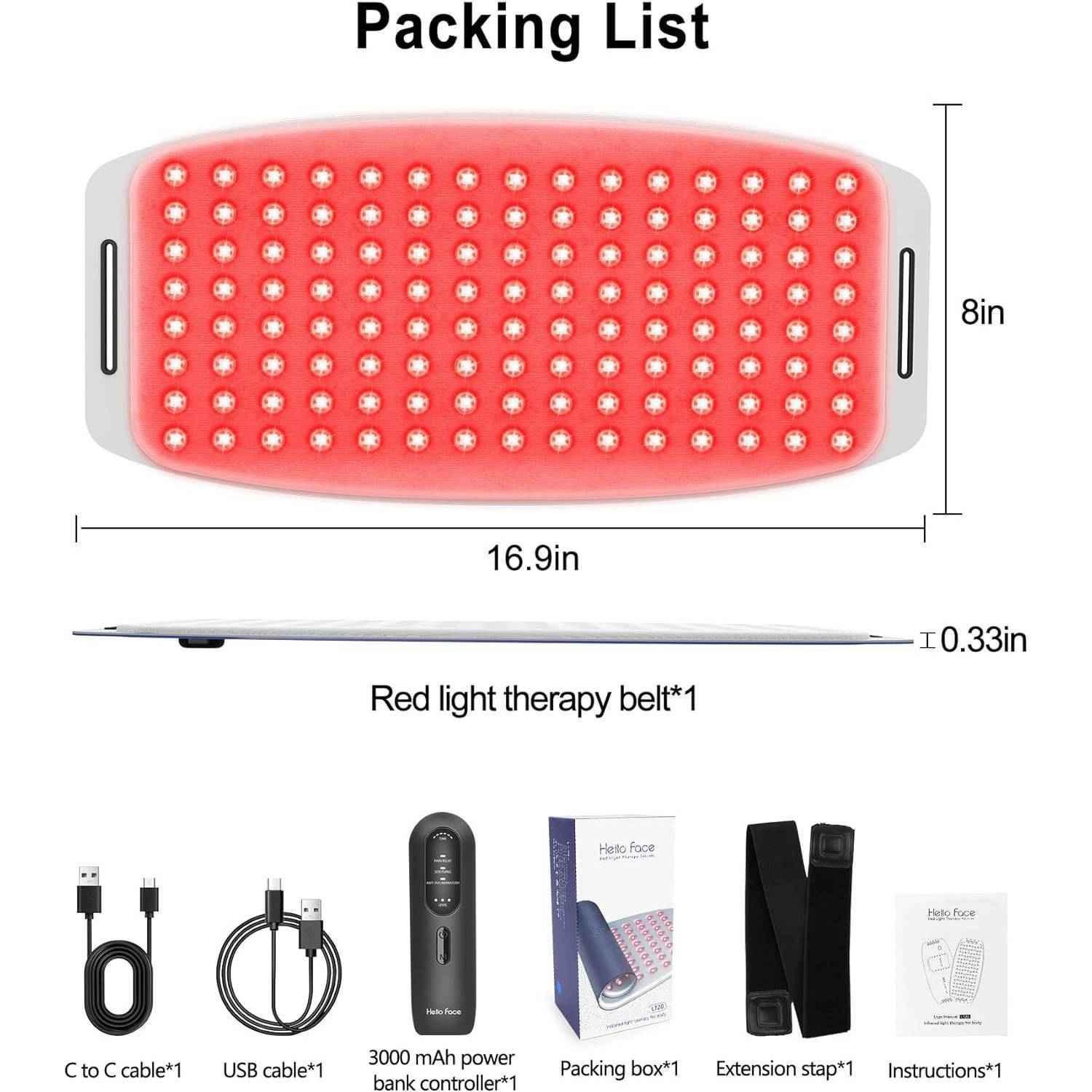 Red Light Therapy Belt For Body,Cordless Near Infrared Light Therapy Pain Relief - EZEEGET