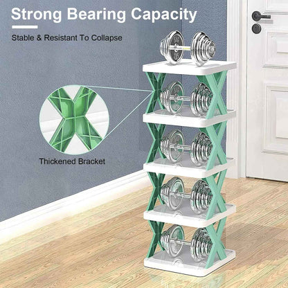 1Pc 9Tier Narrow Entryway Shoe Rack - Plastic Vertical Shoe Organizer for Space Saving Free Standing Shoes Storage in Closet or Hallway - EZEEGET