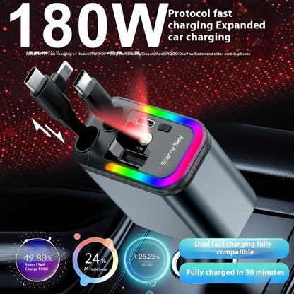Starry Sky Car Charger 120W Mobile Phone Flexible Wire Car Usb Cigarette Lighter EZeeget online shop