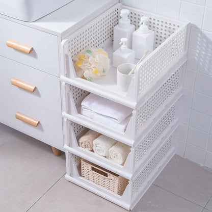 4 Packs Plastic Storage Box With Slide Rail Stackable  For Living Room Bedroom Wardrobe Fedex Shipping - EZEEGET