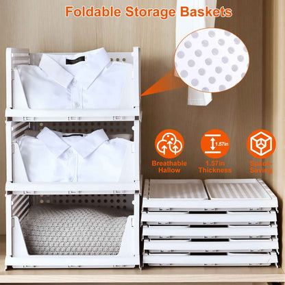 4 Packs Plastic Storage Box With Slide Rail Stackable  For Living Room Bedroom Wardrobe Fedex Shipping - EZEEGET