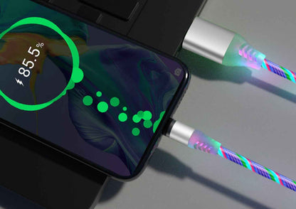 Compatible with Apple, Flowing Ligh Magnetic Streamer Data Line Cable for Iphone Android Typec - EZEEGET