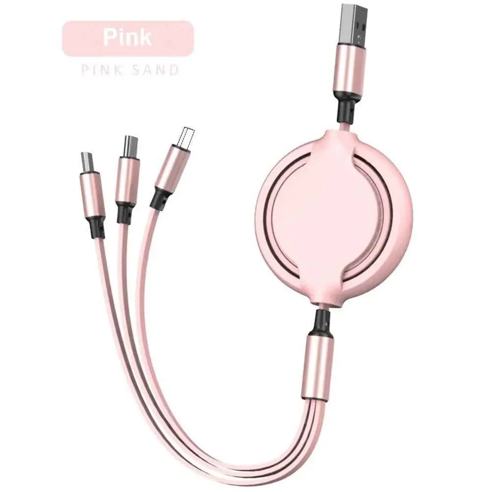 Three-in-One Mobile Phone Charger for Easy Multi-device Charging and Interface Switching - EZEEGET